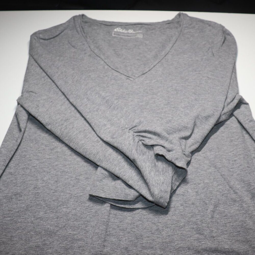 Eddie Bauer V Neck Ruched Long Sleeve Shirt Size Large